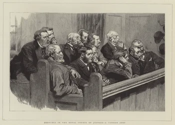 Skisser i Royal Courts of Justice, en gemensam jury